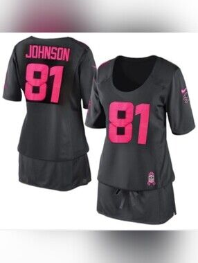 Nike gray pink Detroit Lions Calvin Johnson breast cancer NFL jersey dress XL